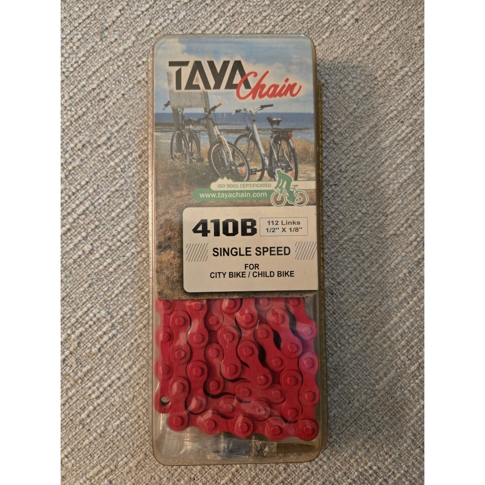 Taya 410B Single Speed Bicycle Chain Red 112 Links 1/2 x 1/8 City Child Bike NEW